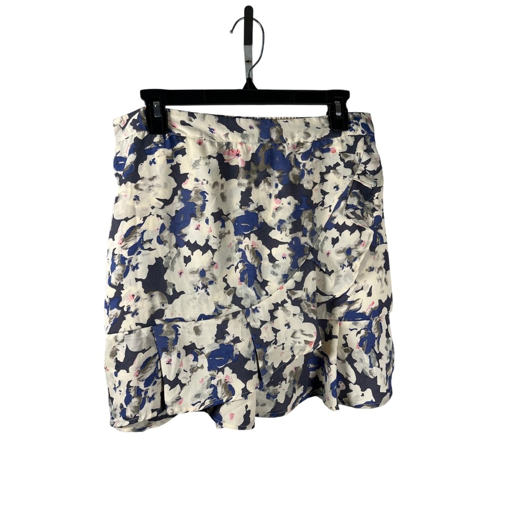 SIM & SAM Floral Print Skirt Elastic Waist Ruffle‎ Hem XL Made in India